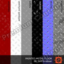 PBR substance material of metal floor painted red created in substance designer for graphic designers and game developers